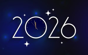2026 new year clock wallpaper with text space